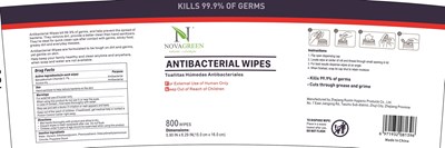 Nova Green Antibacterial wipes 800 pcs bzk alcohol.jpg label image - Nova Green Antibacterial wipes 800 pcs bzk alcohol